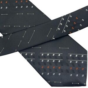 Vintage Sears The Mens Store Necktie Black Geometric Abstract Retro Tie Mod 70s